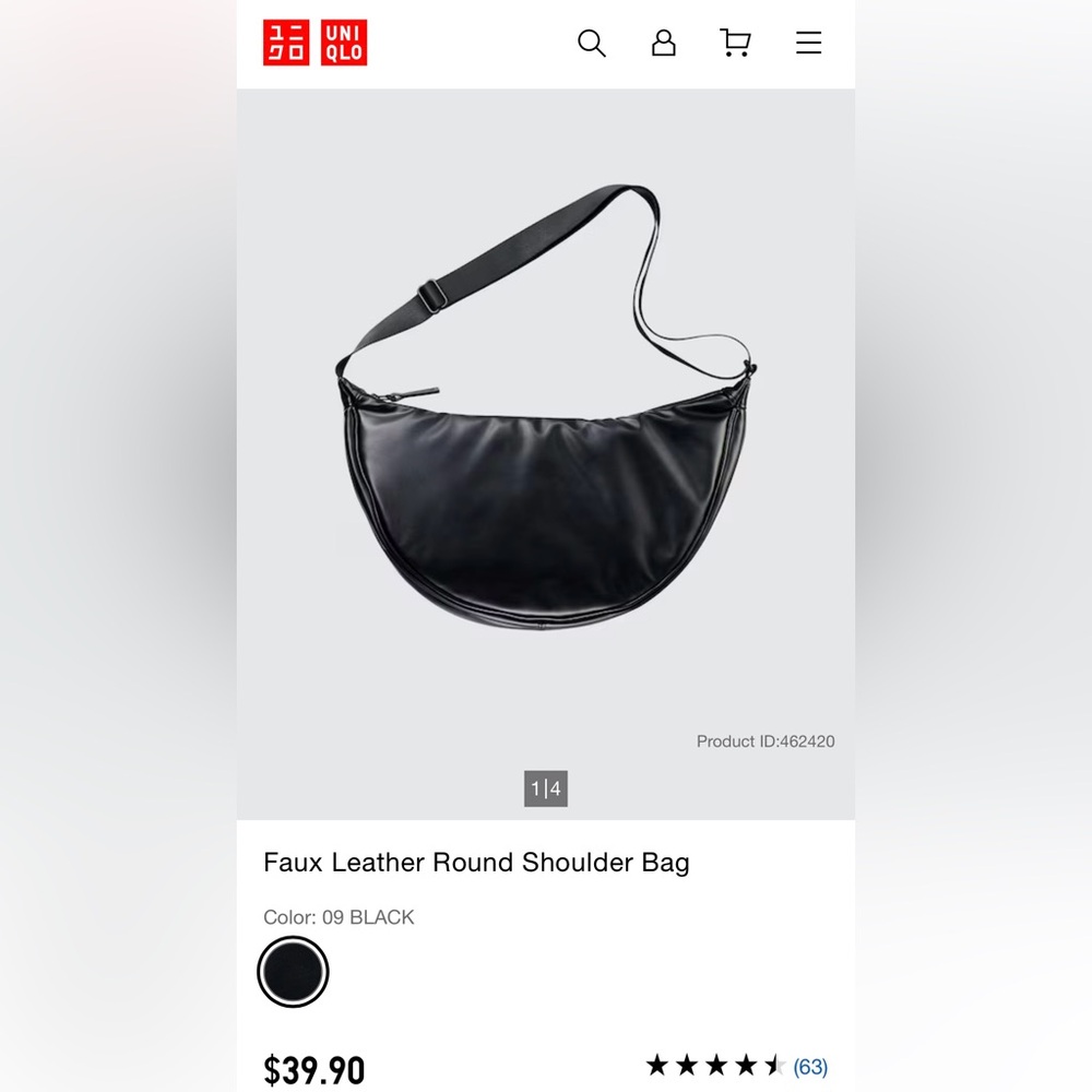 Uniqlo:C Black Faux Leather Round Shoulder Bag